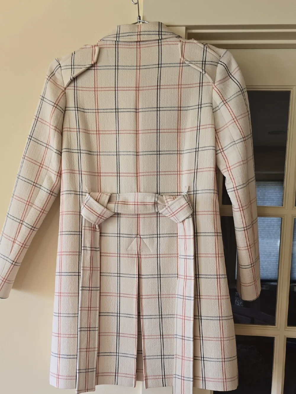 Theory Bozetta Checkered Plaid Virgin Wool Martingale Car Coat - Size Petite - Picture 4 of 7